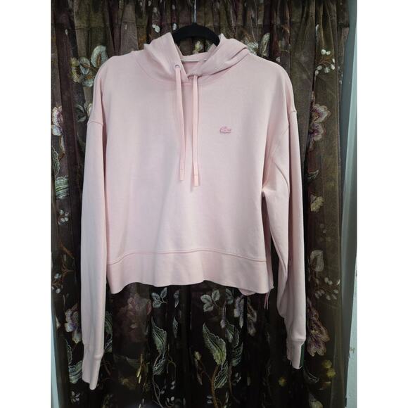 Lacoste Womens Pink Hoodie Cropped Size 42 - Picture 1 of 16